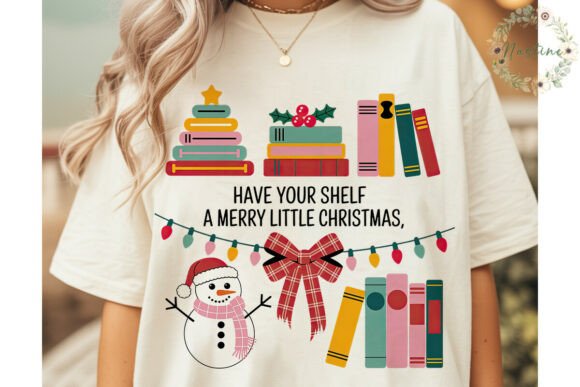 Christmas Book Shelf Sublimation Design & Illustrations