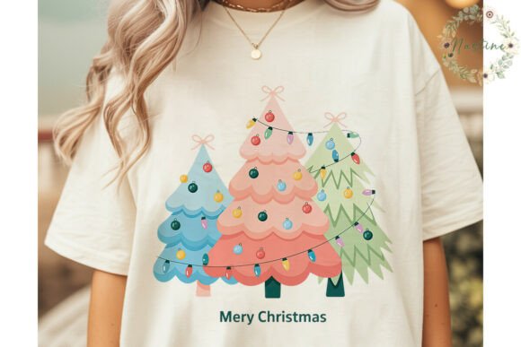 Cute Pastel Christmas Trees PNG Clipart & Illustrations
