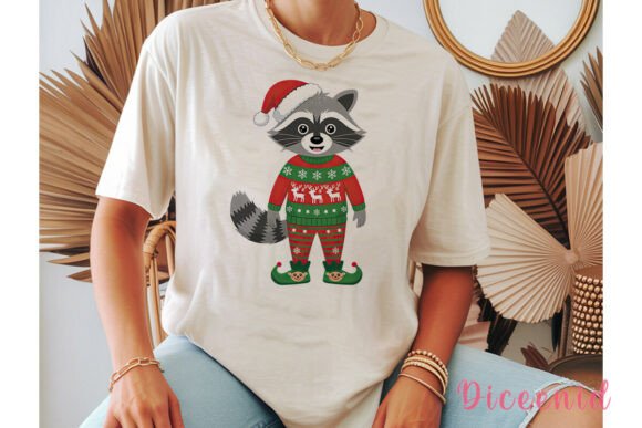 Festive Raccoon Christmas PNG Clipart for Illustrations