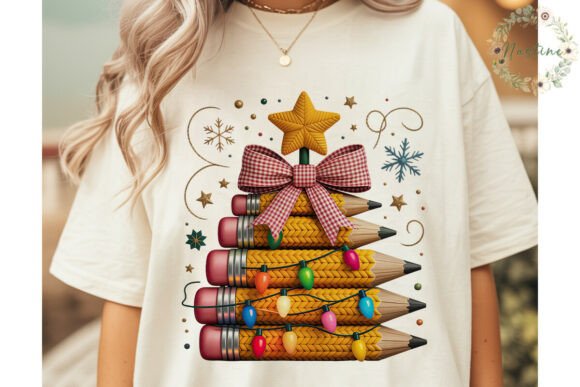 Knitted Pencil Christmas Tree PNG Illustrations