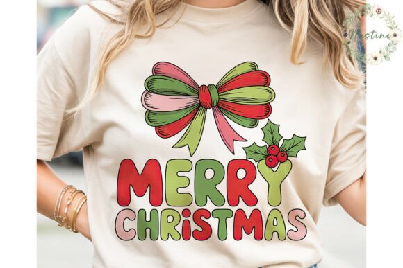 Merry Christmas Bow Holly PNG Clipart for Illustrations
