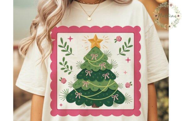Pink Christmas Tree Digital Clipart & Illustrations
