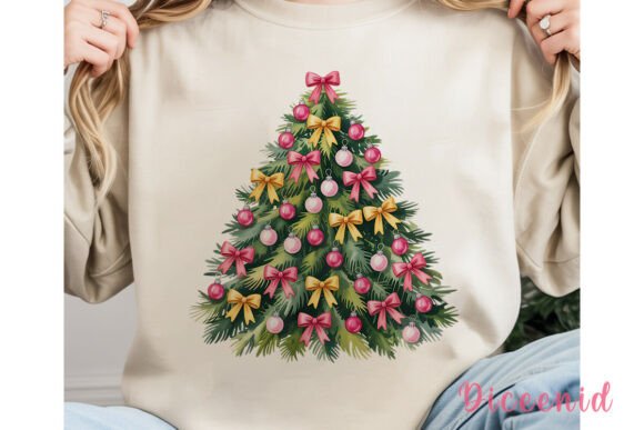 Pink Gold Christmas Tree Clipart Review