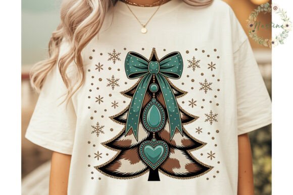 Turquoise Cowhide Christmas Tree Illustrations